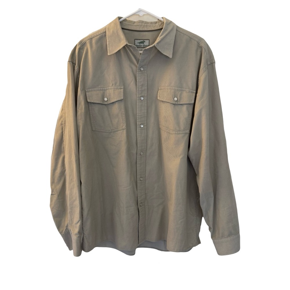 Men's Toad & Co Horny Toad Corduroy Pearl Snap Shirt,‎ Cream, Size L